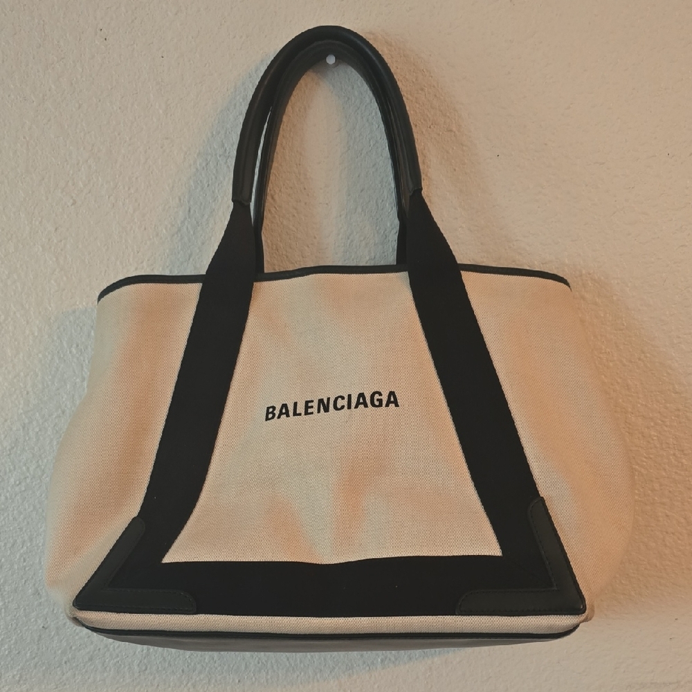 Balenciaga Black and Cream Tote Bag
